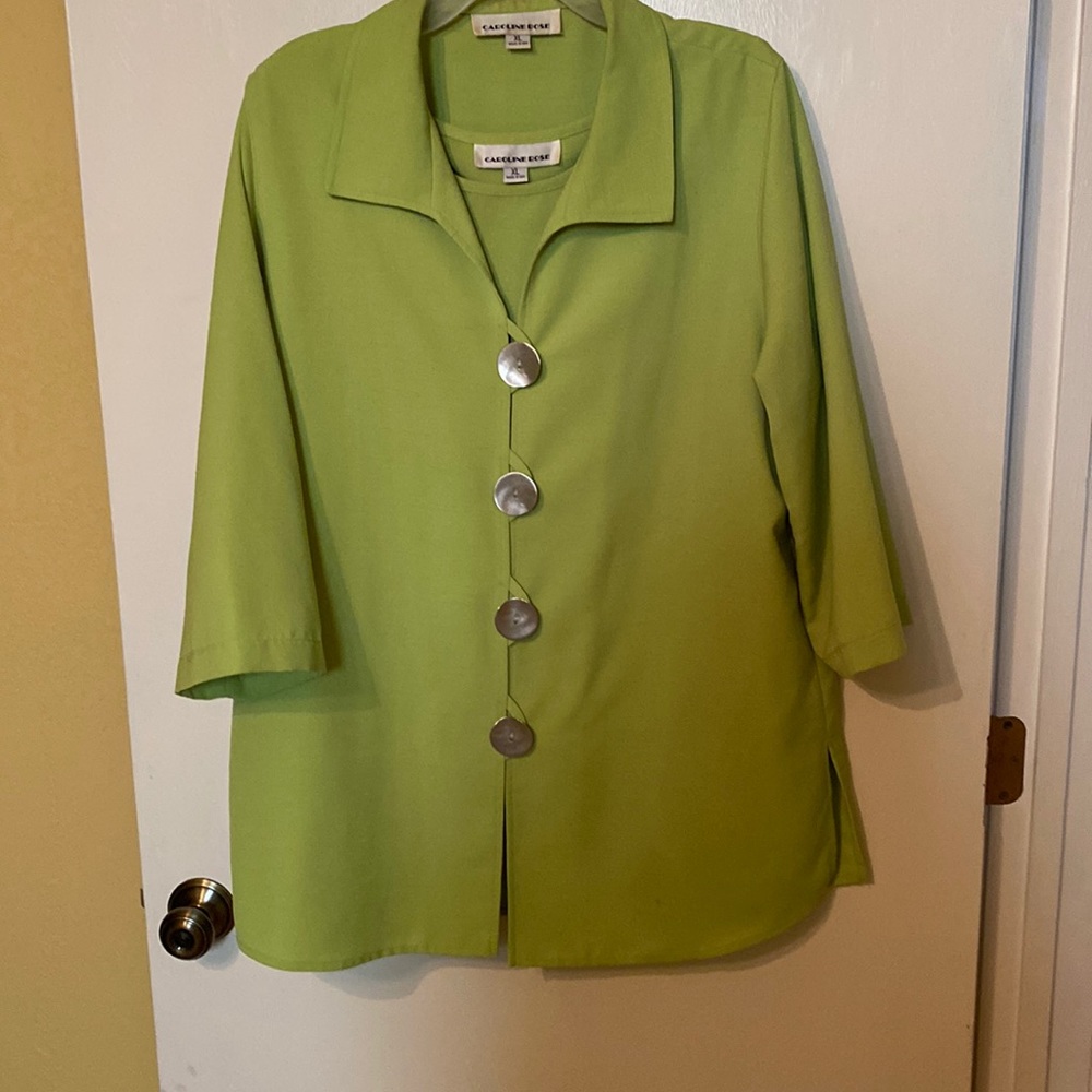 Caroline Rose XL Jacket Tunic w/matching tank. Lg brushed silver accent buttons